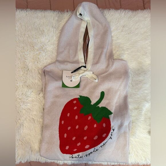 Kate Spade White Hoodie with Red Strawberry Design - Picture 7 of 8